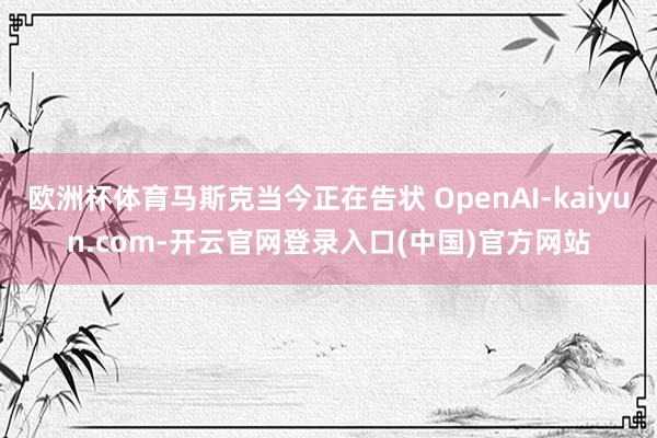 欧洲杯体育马斯克当今正在告状 OpenAI-kaiyun.com-开云官网登录入口(中国)官方网站