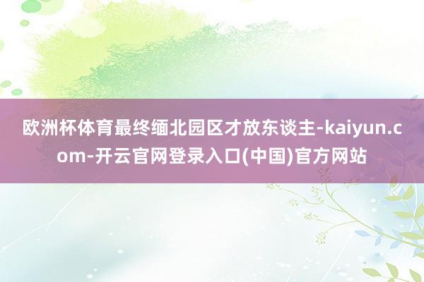 欧洲杯体育最终缅北园区才放东谈主-kaiyun.com-开云官网登录入口(中国)官方网站