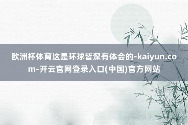 欧洲杯体育这是环球皆深有体会的-kaiyun.com-开云官网登录入口(中国)官方网站