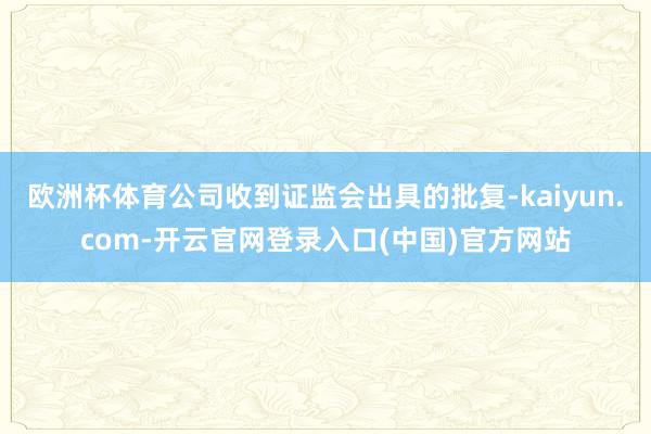 欧洲杯体育公司收到证监会出具的批复-kaiyun.com-开云官网登录入口(中国)官方网站