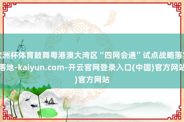 欧洲杯体育鼓舞粤港澳大湾区“四网会通”试点战略落实落地-kaiyun.com-开云官网登录入口(中国)官方网站