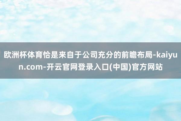 欧洲杯体育恰是来自于公司充分的前瞻布局-kaiyun.com-开云官网登录入口(中国)官方网站